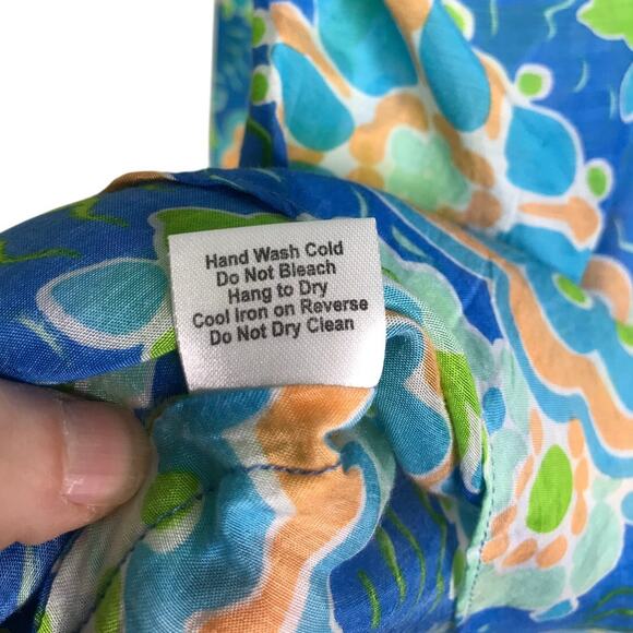 Bella Tu Top Wmns Sz XS Blue Floral V-Neck Beaded Collar Slit Side Pool Coverup - Picture 10 of 12